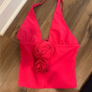 Zara Pink Embellished Cut Out Tank Top